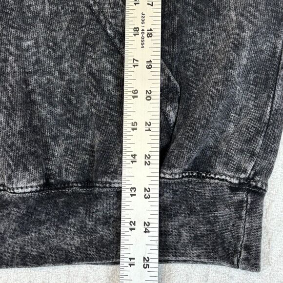 Alpha 0 Black Acid Wash Hoodie Pockets Long Sleeves Pink Flames Small Colortone - Picture 4 of 7